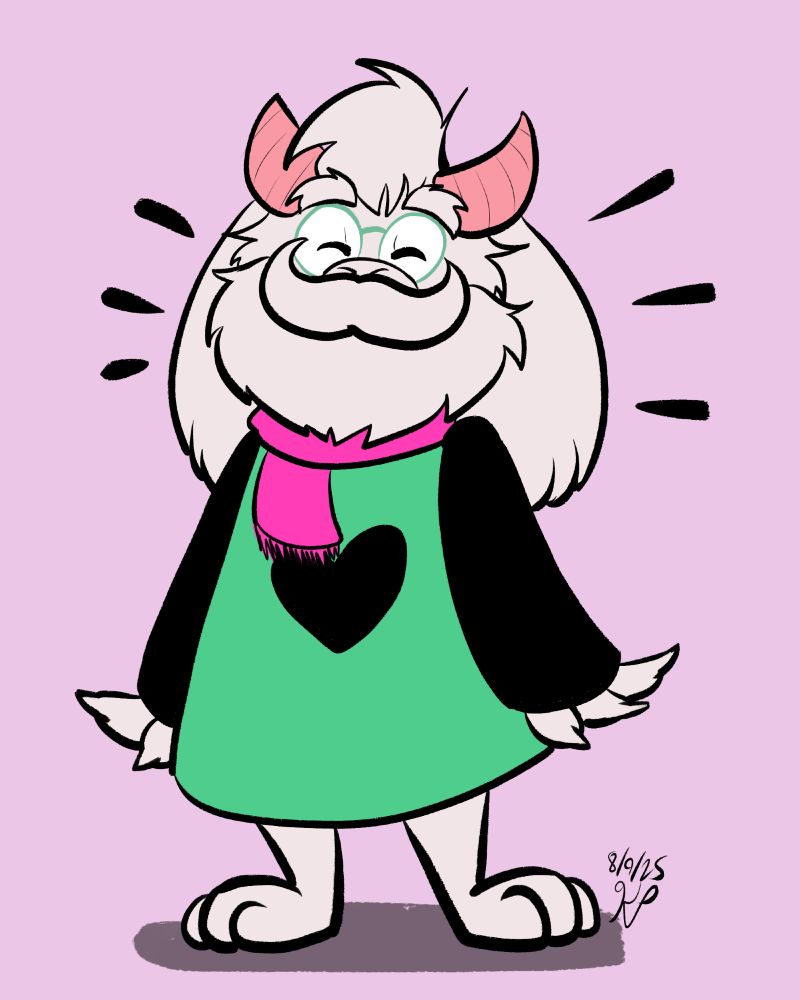 Conceptual Bearded Ralsei with a cute round beard and moustache combo.