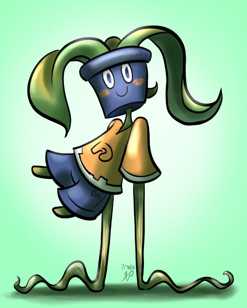 Milo smiles as he balances on his viney arms.