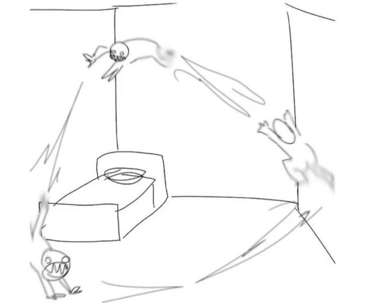 meme with someone jumping in the corner of their bedroom being feral