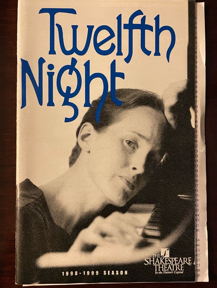 Black and white playbill cover of Tari Signor as Viola in Twelfth Night at Shakespeare Theater in Washington, DC 1999.