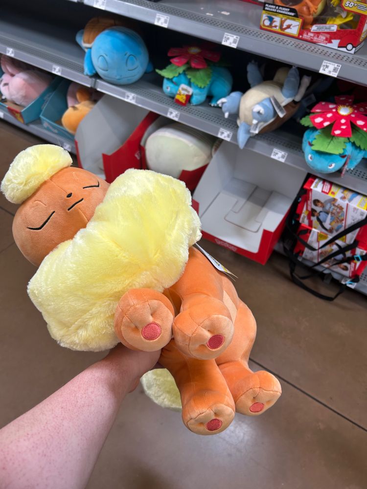 The creature depicted is a flareon, which is a fox-like Pokémon that uses fire as its main type. 