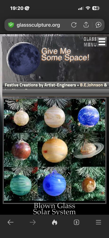 Our Solar System as Blown Glass Christmas Ornaments.