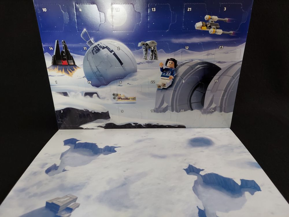 A LEGO Star Wars advent calendar, waiting to be opened.