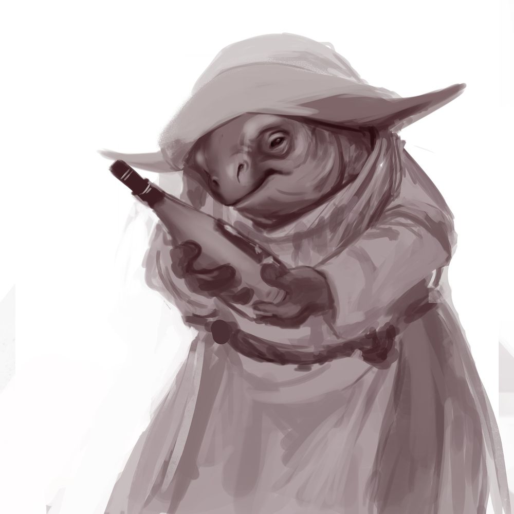 A Starwars Space Nun holding a bottle of Rompope