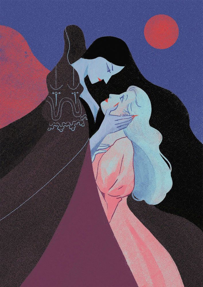 illustration of a vampire and her lover