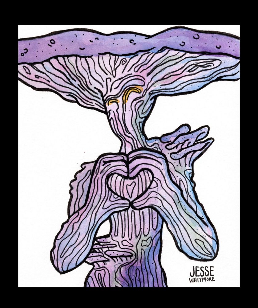 Ragu is making a heart shape with his myconid hands. 