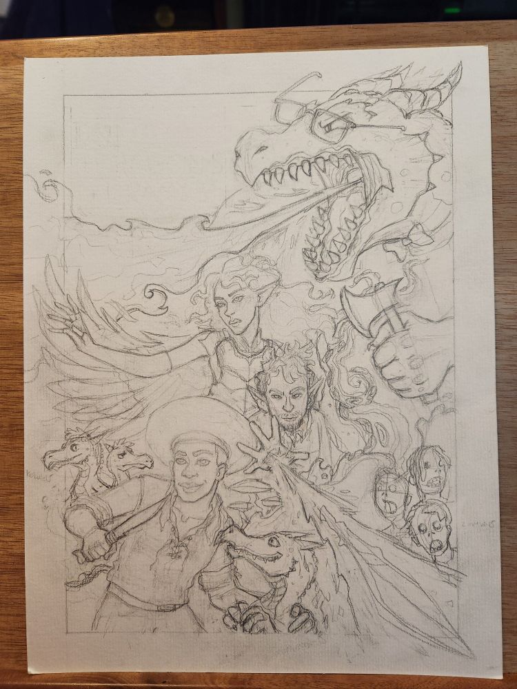 Wip of my illustration with complete penciling. 