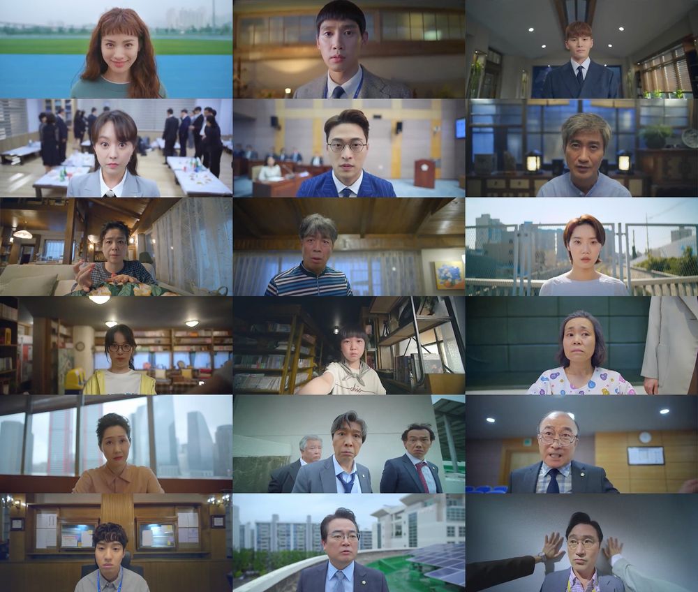 18 screen shots of individual characters from a Korean TV series.