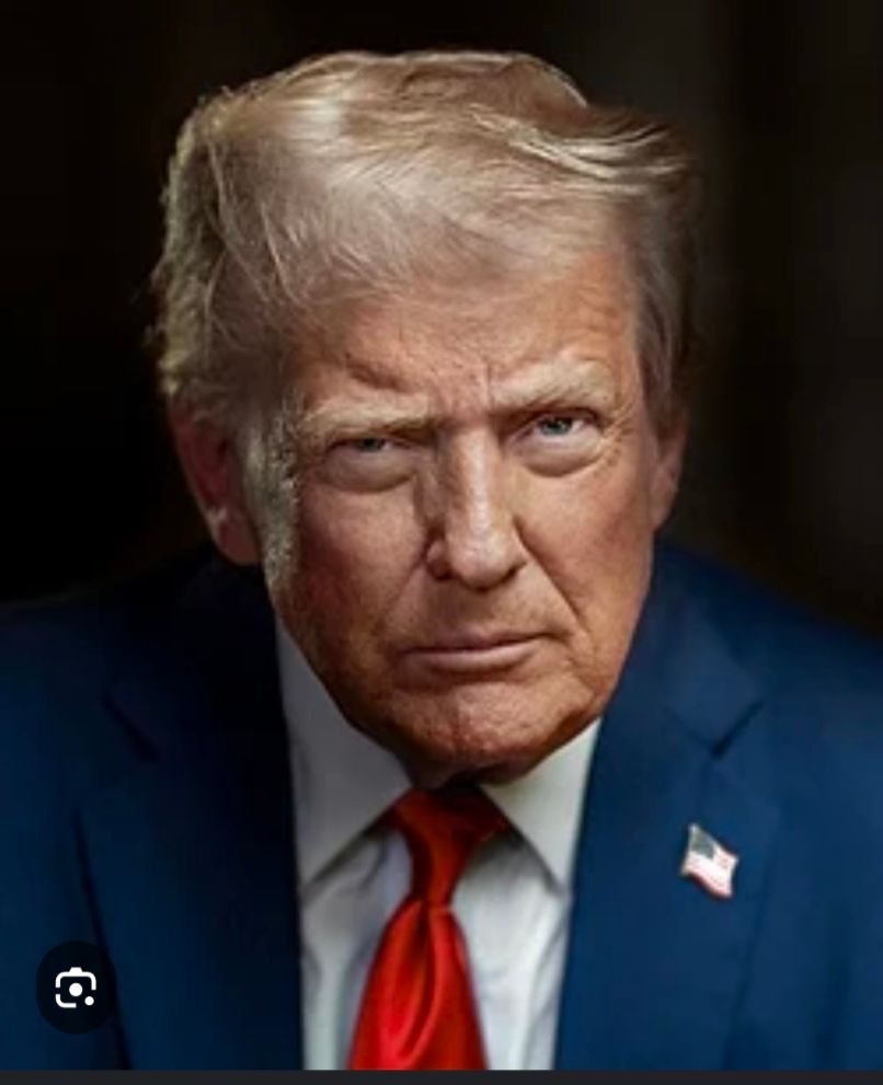 Bild vom President der USA 
Donald Trump mit bösem Blick.