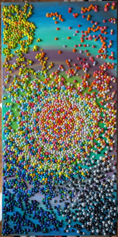 Bunte Farbverläufe aus kleinen Acryl Kegeln 