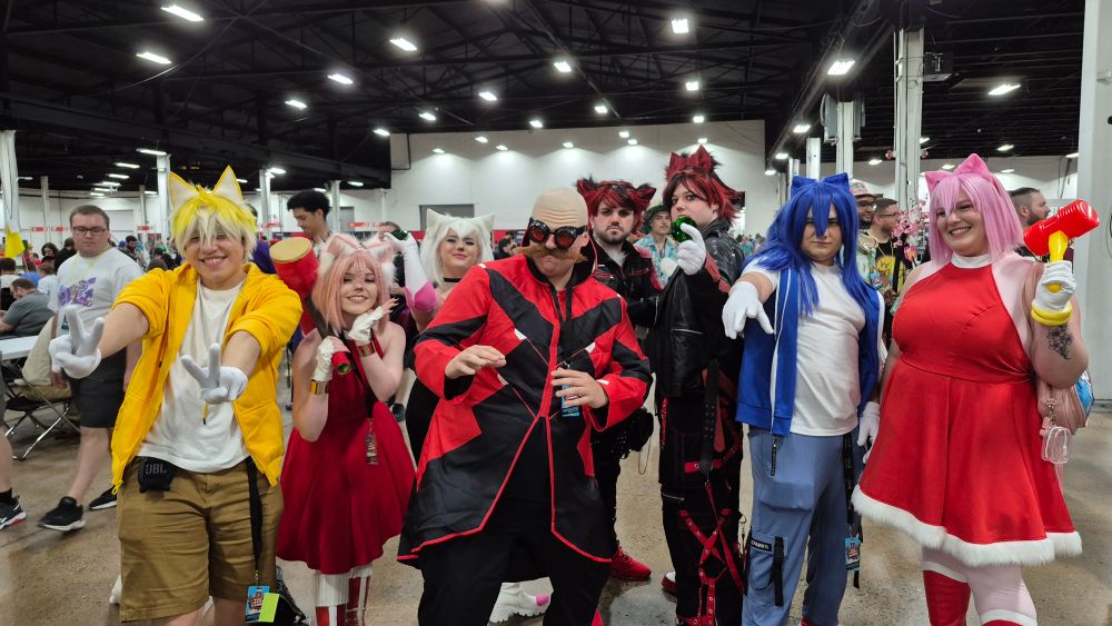 A group of Sonic cosplayers.