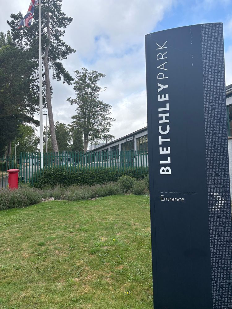 The entrance sign for Bletchley Park
