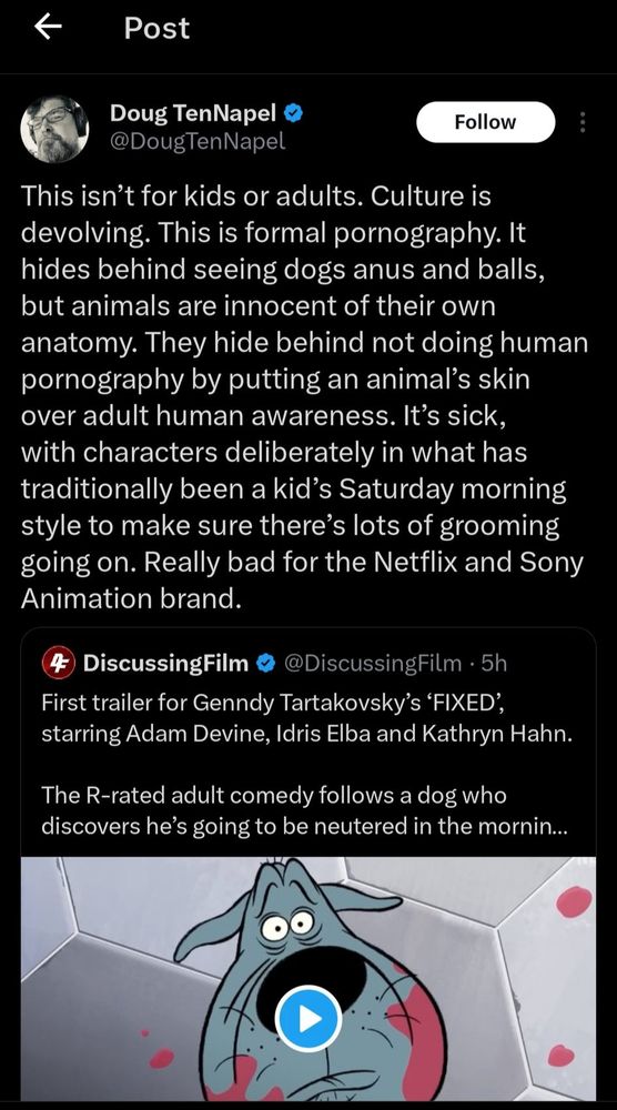 some jackass whining about art of cartoon dog balls