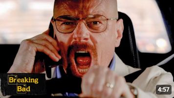 walter white screaming into the phone making a soy face