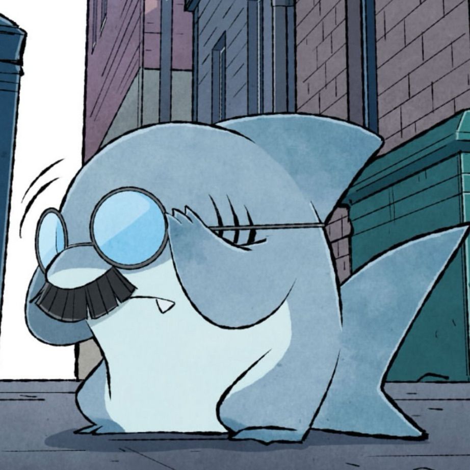 Jeff el Tiburón de Tierra, de Marvel, con unas gafas y bigote de disfraz