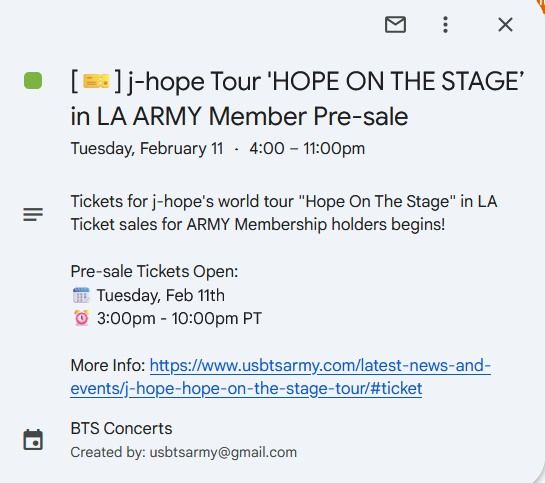 j-hope Tour "Hope on the State" in LA. ARMY membership pre-sale. Tuesday, Feb 11 3pm-10pm PT
