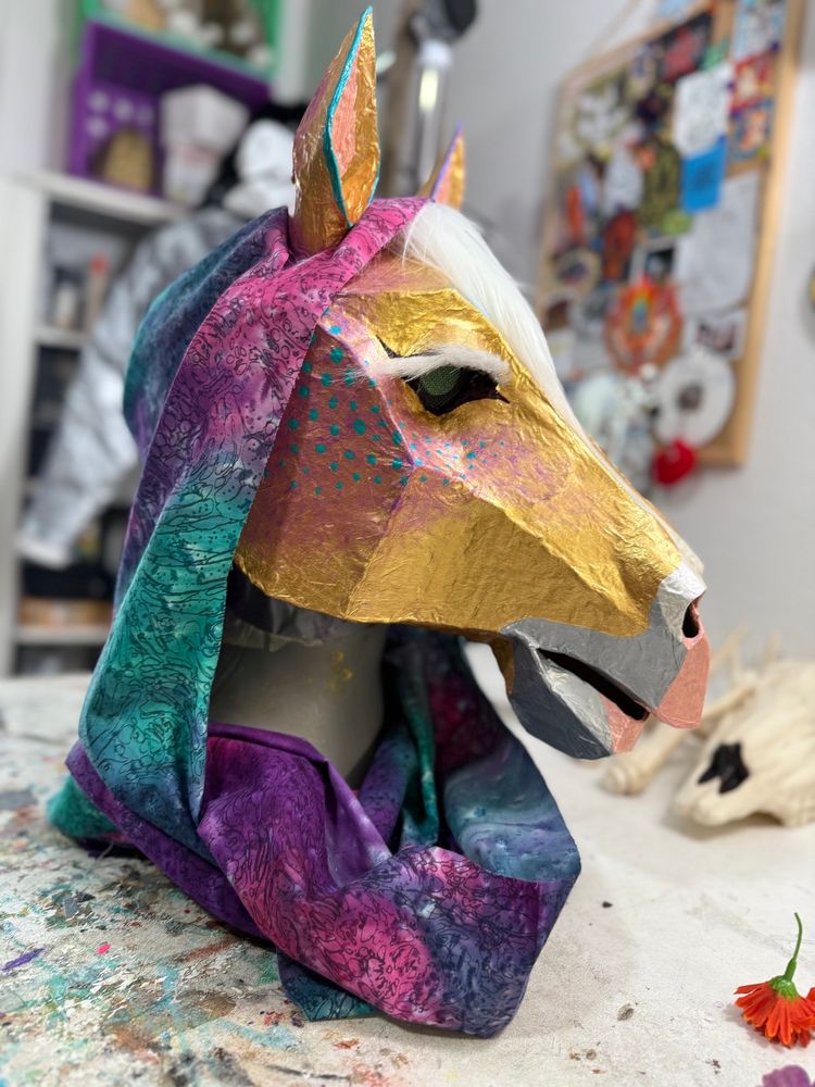 gold palomino horse mask