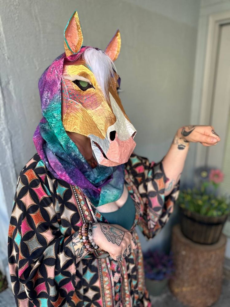 gold palomino horse mask