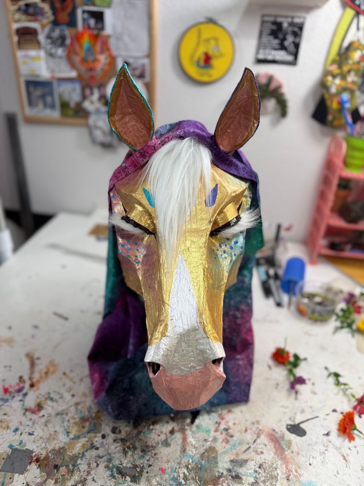 gold palomino horse mask