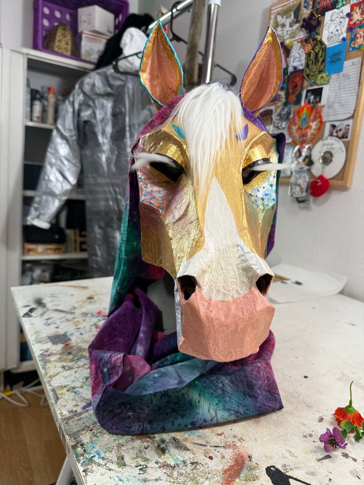 gold palomino horse mask