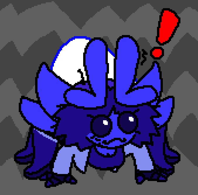 sapphire, startled and on all sixes, with her wings stretched out and antennae pointing straight up, looking fearfully at something offscreen