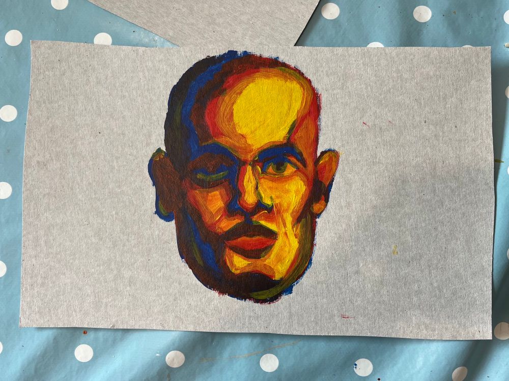 Colourful painting of a face