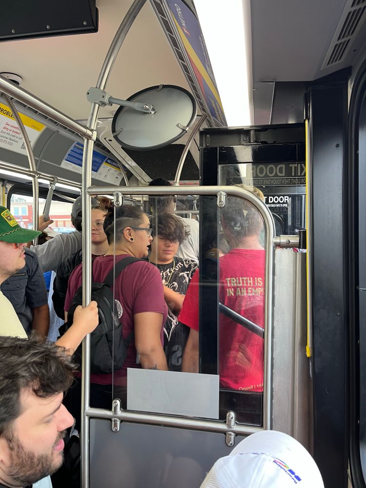 Interior of a Packed a-line bus