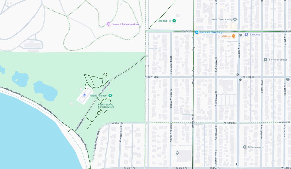 Map showing missing link between 40th street track and lake harriet path