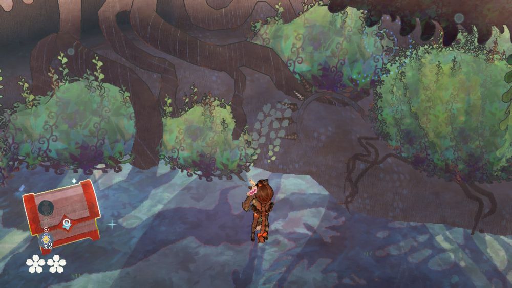 In some parts of the game, the chests vary by having a pinkish body color while having bright red metal frames holding it together. I can't remember why this one is specifically reddish in palette.