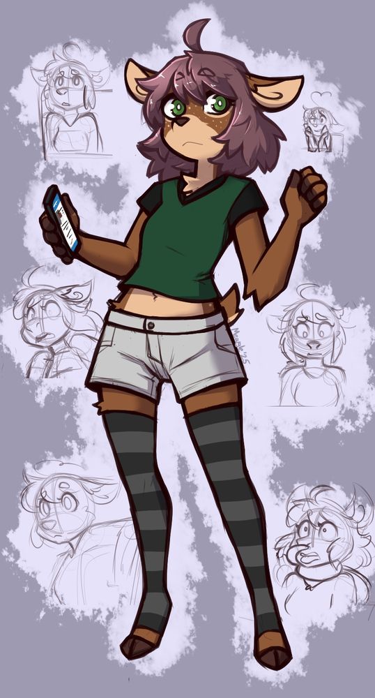 Lucy, surrounded by panels of her appearance from a comic i did some years ago