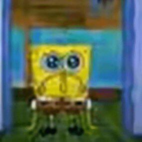 the crustiest image of a really sad spongebob
