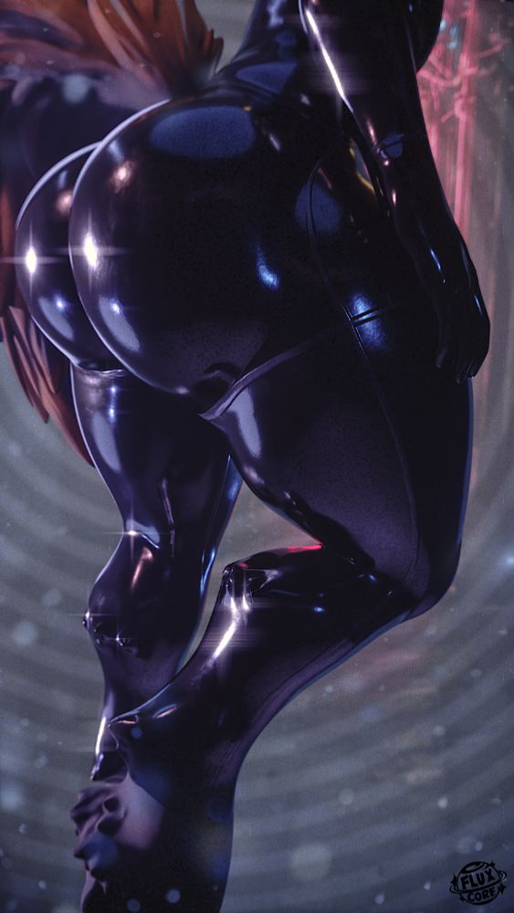 A low~ish angle shot of an anthro horse's phat booty. The horse just so happens to be wearing a latex suit