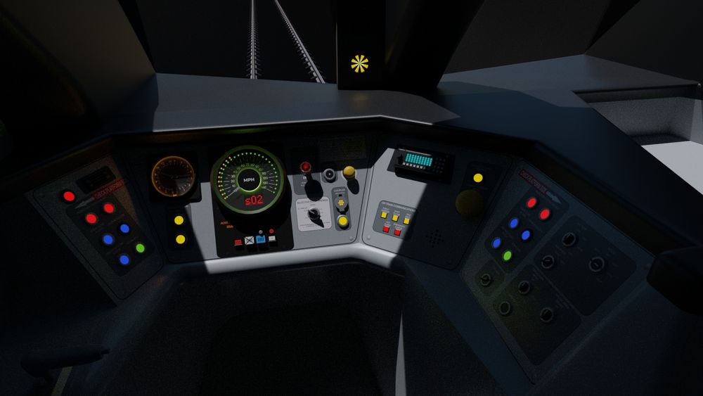 A Blender render of the driver's desk of a British Rail Class 180 'Adelante'.