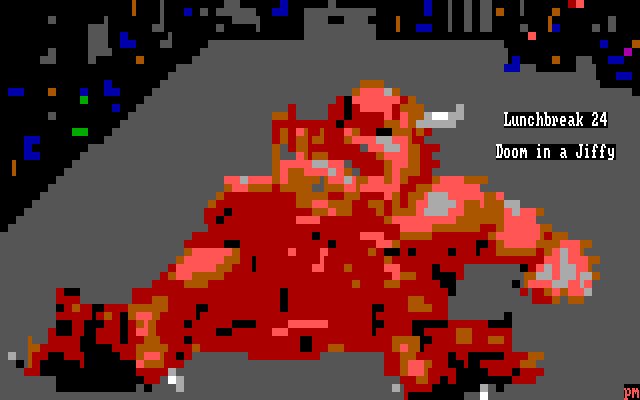 A demon lying on a grey floor in a hallway, with walls covered in electronics.

The pinky demon is just resting, trust me.