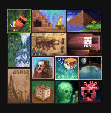 "Parrot" "Ancestor" "Pyramid" "Morning on the Seine" "Cave Game" "We Need to Go Deeper" "Distant Peaks" "Traveller" Aquaculture" "Macrocosm" "Operator" "Macabre" "Heartbeat"