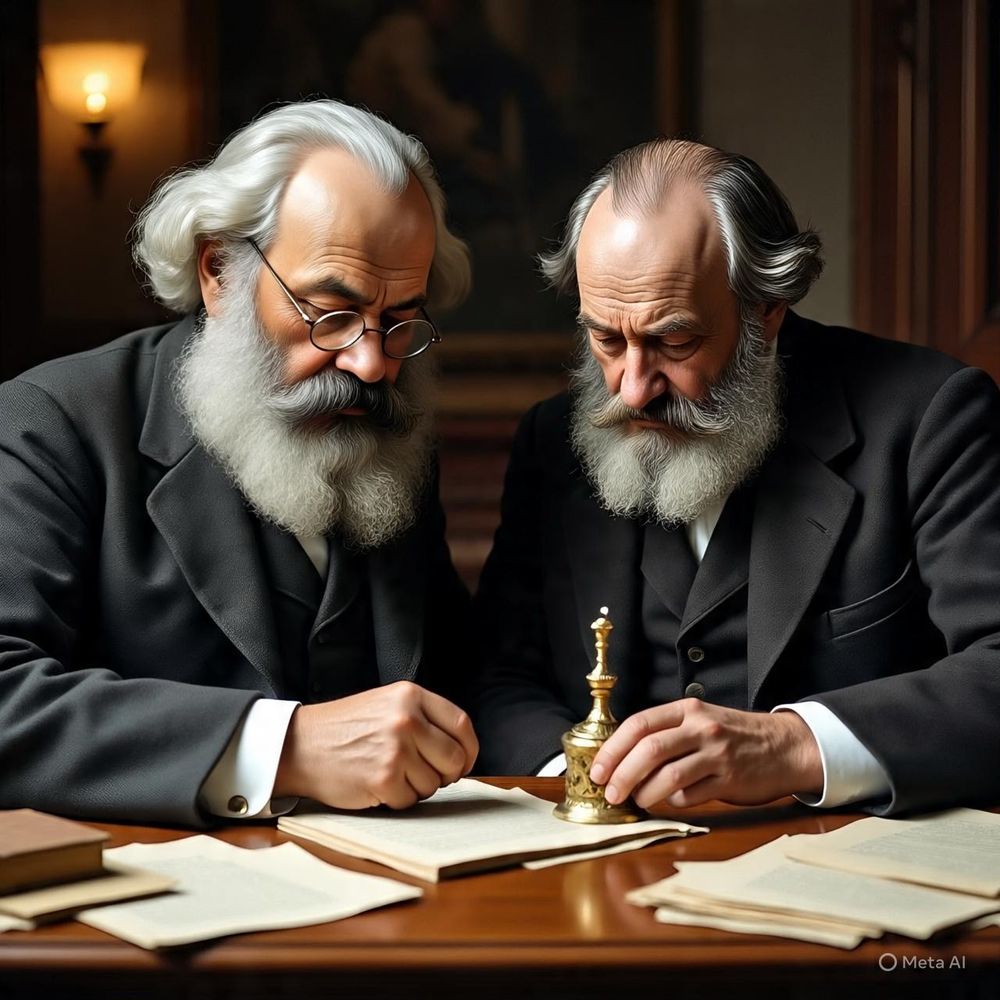 Karl Marx and Engels doing coke together. 