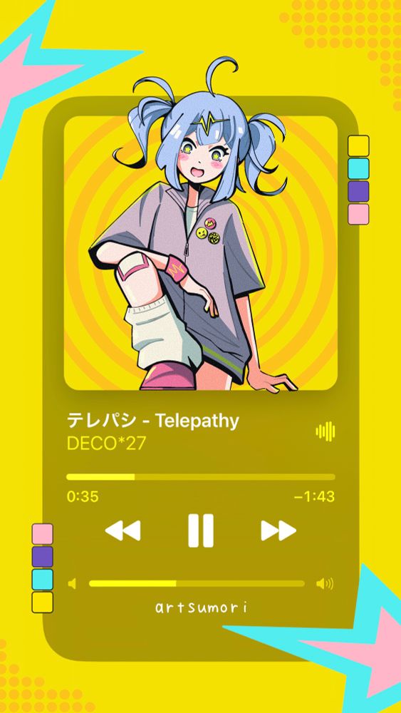 digital drawing of hatsune miku from deco 27’s telepathy music video
