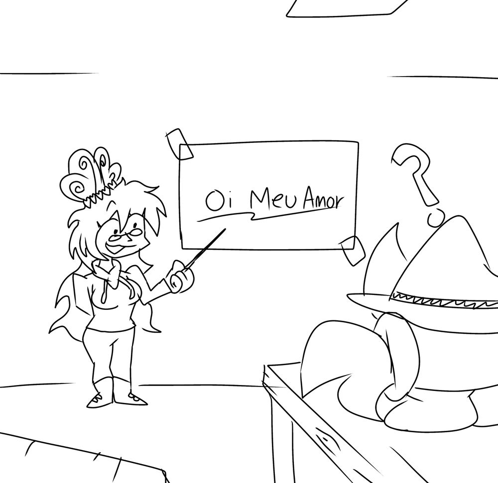 The small goober learning Portuguese with Darcy