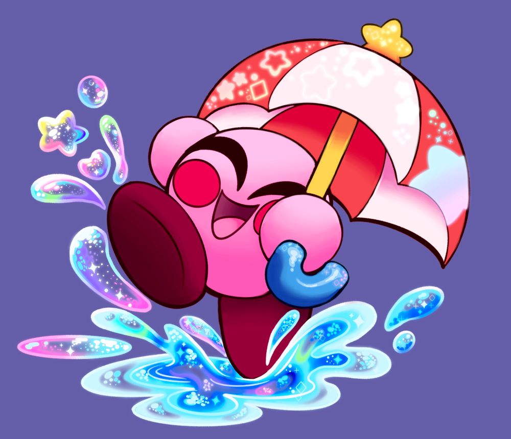 Parasol kirby making a splash