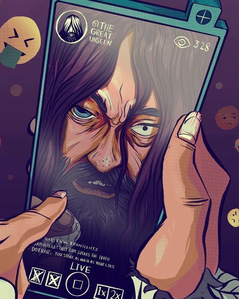 A zoomed in shot of the man criticising people over social media