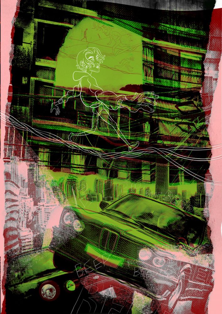 Surreal collage of Beirut, depicting a dream.