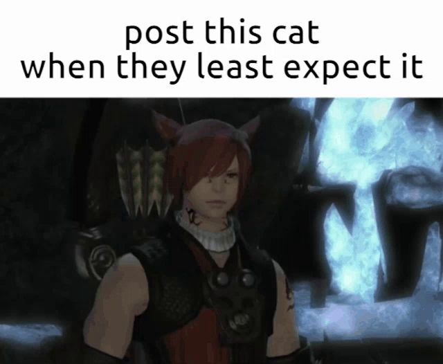 a picture of a man with red hair and the words post this cat when they least expect it on the bottom