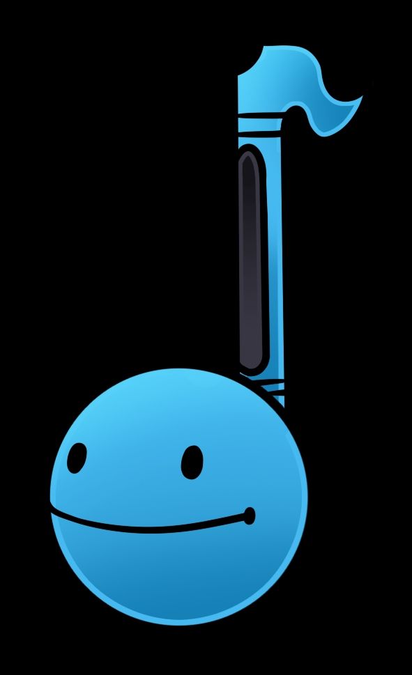 A blue cartoon styled Otamatone.