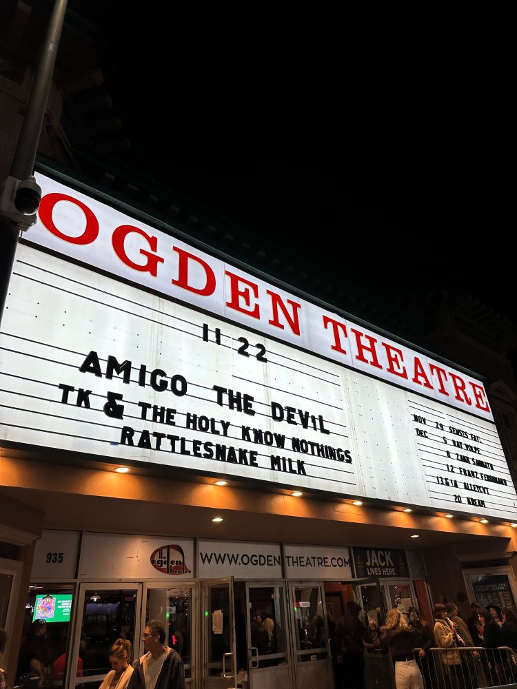 The Ogden Theater Marquee with Amigo The Devil as the headlining act.