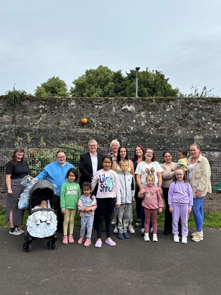 Stuart pictured with local families in Gourock bunny park