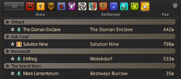 Image showing reduced teleport costs for The Doman Enclave, Solution Nine, Il Mheg, and Mare Lamentorum