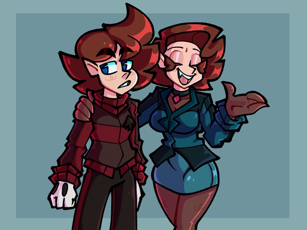 The original 2023 redraw of the panel with the same characters. While charming, there are some glaring issues such as Delaney being too stiff and Narci's hair being misaligned