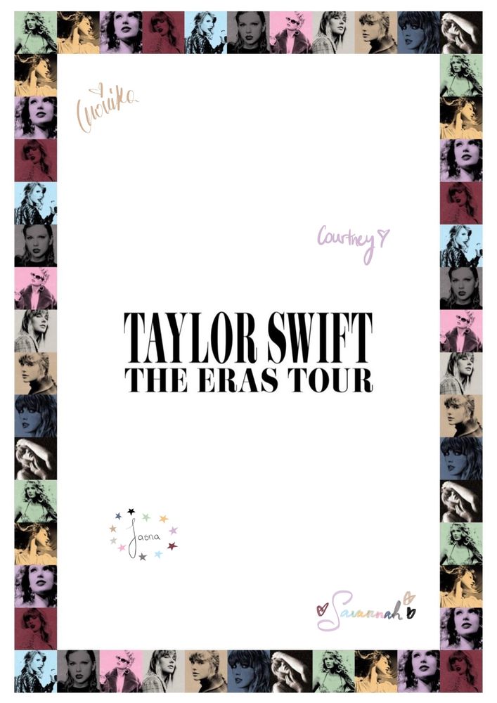 Page with signatures with a Taylor Swift Eras Tour border