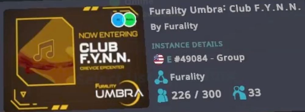 VRChat screenshot of an instance details 