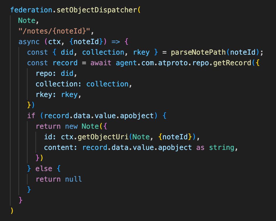 activitypub notes being stored in the PDS
